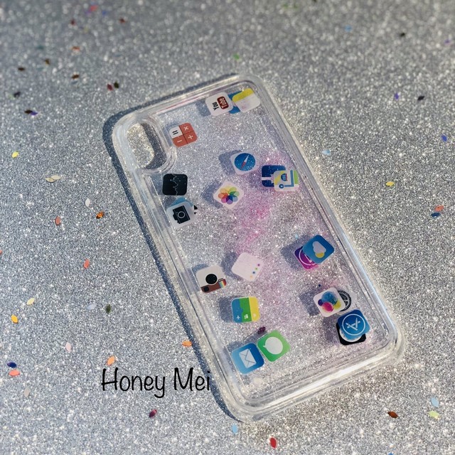 イチオシ アイコンぷかぷかグリッターiphone7 8plusケース Honey Mei