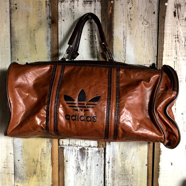 80 S Adidas All Leather Vintage Bag アディダス ビンテージ オールレザー ボストンバッグ Made In Taiwan ヴィンテージ古着 アンティーク商品取扱い Black Smith ブラックスミス ミッドセンチュリー 昭和アンティーク