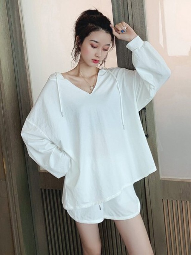 リラックスウェア セットアップ 長袖 春夏 カジュアルスタイル ゆったり ルームウェア レディース ショートパンツ 大きめサイズ 韓国 K01 Shopmall To You