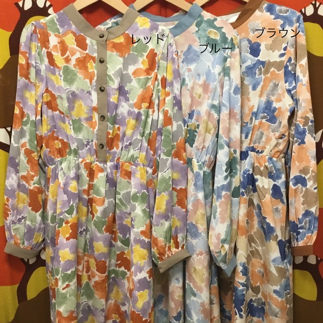 レトロ花柄ワンピース Freegia