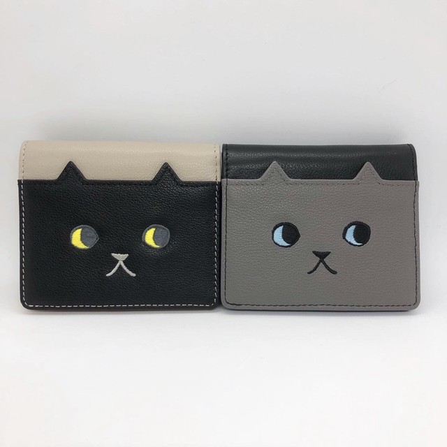 本革お財布 2つ折りwalking Cat Wallet 箱付き 黒猫 ロシアンブルー Keora Keora Web Store