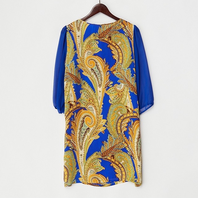 ロイヤルブルー シルク ビッグペイズリーワンピース Fashion With Style