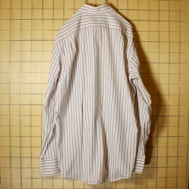 古着 フランス企画 フレンチラコステ Lacoste 長袖 ストライプ シャツ ホワイト メンズml相当 ss19 古着屋ataco Garage