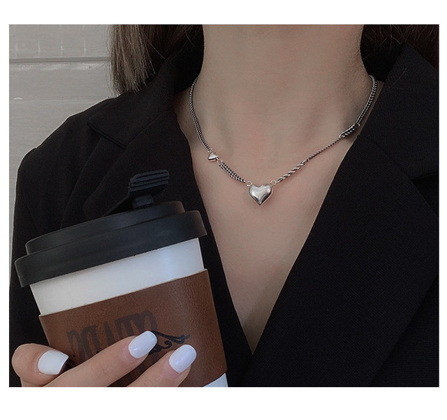 ネックレス ハート プチプラ 韓国 シルバー コスパ チェーン ダブル かわいい 大人 Cospa Fashion