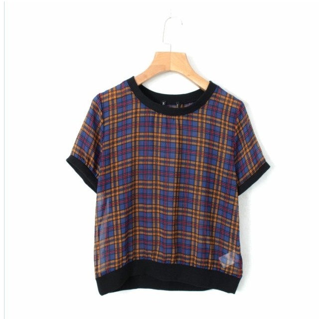 韓国 トレーナー レディース 半袖 スウェット トレーナー メンズ レディース チェック スエット クルーネック カットソー トップス ブラ Basecamp49