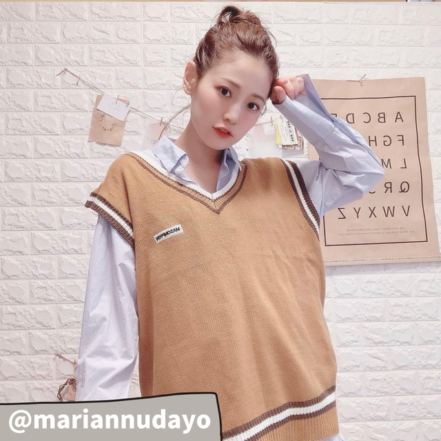 〈@mariannudayo様着用〉オーバーサイズニットベスト【over size knit vest】