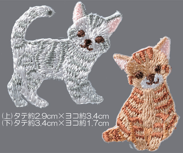 プペ モチーフ刺繍ワッペン シルバーの猫とブラウンの猫のペア 2匹 3セット 手作り ハンドメイド ワンポイント 入園準備 アニマル プレゼント 手縫い アイロン接着 通園バッグ レッスンバッグ Coucou 日本製 長期休暇をのぞき3 5日で発送予定です Hm457 880