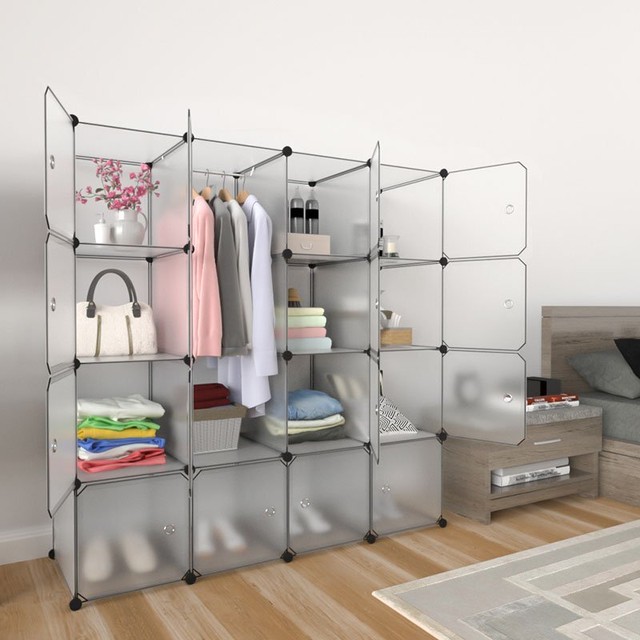 大特価 クローゼット 収納ボックス 収納ラック 衣類収納 ラック 衣装ケース ラック 収納棚 ワードローブ ハンガーラック 簡単組立 大容量 16個セット 厳選 セレクト家具ショップ