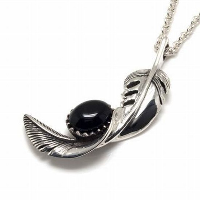 シルバーネックレス オニキス フェザーモチーフ メンズ レディース ペア Pj 154ox Teto テト ハワイアンジュエリー シルバー ステンレスアクセサリーなどアクセサリー専門通販