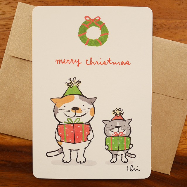 グリーティングカード クリスマス ギフト 封筒付き Necoya