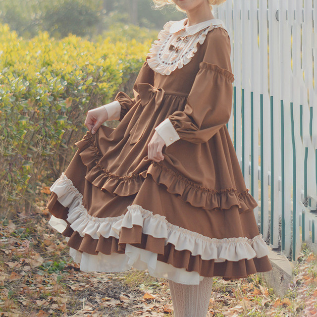 クラロリ ワンピース 長袖 クラシカル お嬢様 リボン レトロ 中世ヨーロッパ コスプレ ロリィタ Op 大きいサイズ Heart Mart