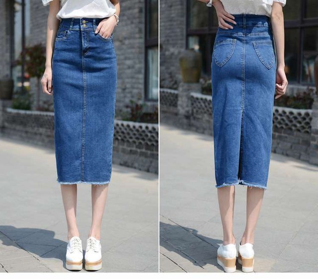 カジュアル 定番 アイテム ミディ丈 バックスリット デニム タイトスカート デニムスカート 春 夏 秋 冬 0646 Sayurio レディースアパレル ファッション プチプラ アラサー アラフォー