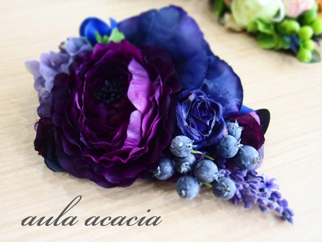 ベリーダンス 濃い青と紫の花飾り 髪飾り ヘッドドレス ベリーダンスショップ アラベスクアカシア