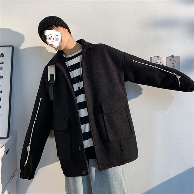 オーバーサイズ ショートコート シングルブレスト テーラードジャケット ゆったり カジュアル ドロップショルダー メンズ ストリート アウター 冬 防寒 暖かい M L Xl 2xl 取寄 発送目安14 21日営業日 Laff Store For Men ショップ情報 配送スケジュールを必ず