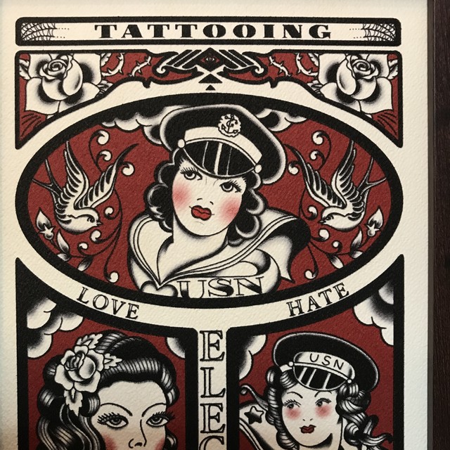 B5サイズ Tattoo タトゥー デザイン トラッド ピンナップガール フレーム付き qcomic