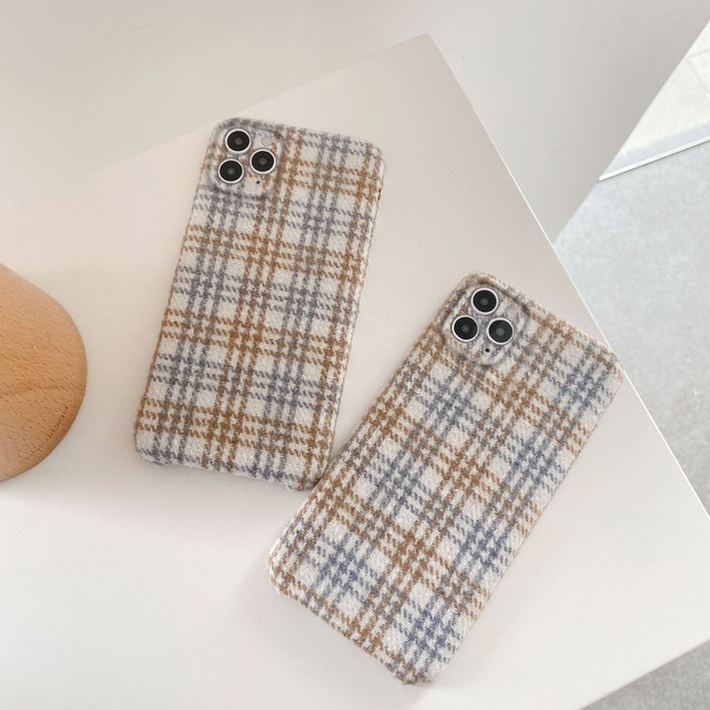 即納 Iphone12シリーズ対応 布生地風チェック柄iphoneケース 7 8 Xr Xsmax 11 11pro 11promax 12 12pro 12promax対応 Usagi Case ウサギケース 韓国 Iphoneケース通販