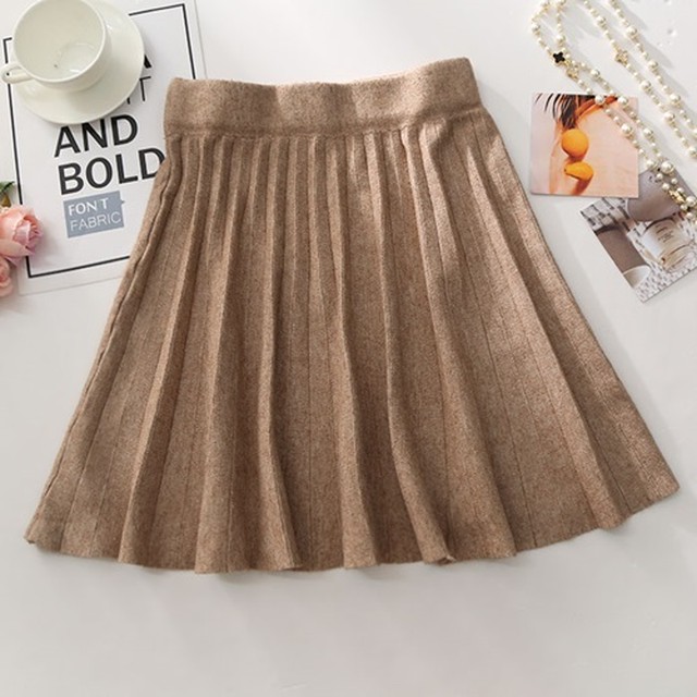 送料無料 冬のデートにぴったり スカート ミニスカート プリーツスカート ウエストゴム ショート丈 ミニ丈 Aライン ウール ニットスカート かわいい おしゃれ お出かけ お呼ばれ デート Melty Alice