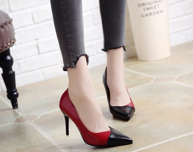 Olファッション 春夏パテントレザー パンプス レディースファッション スペル色 ハイヒール ブライダル パーティ 結婚式 シューズ レッド ブラック ワールドトレンドショップ