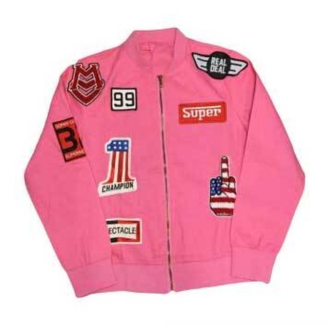 ジャマイカ直輸入 ボンバージャケット ジャケット ピンク ワッペン インポートファッション ジャマイカ雑貨 レゲエ雑貨 Mondy Clothe