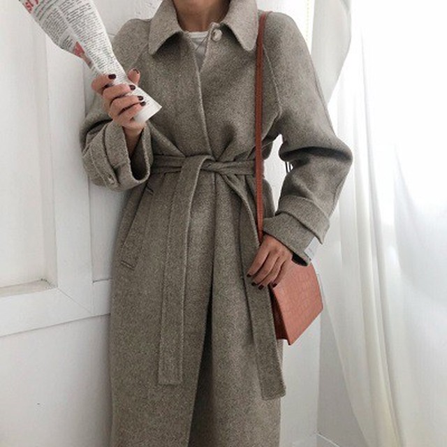 コート アウター Aライン きれいめ シンプル 無地 カジュアル レトロ クラシカル 上品 30代 40代 ミセス 大人っぽい ウエストマーク ウッディーベース1号店