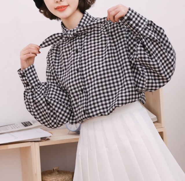 オススメ ギンガムチェック柄ブラウス ブラック Ju0026 Julim
