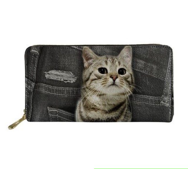 デニムからひょっこり 猫 アメショー がかわいい長財布 猫グッズ 猫雑貨通販 にゃん処