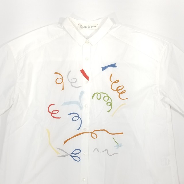 L Atelier Du Savon くるくるリボン 刺繍 半袖シャツ アトリエ ドゥ サボン 都町の古着屋 Charkha Bazaar チャルカバザール
