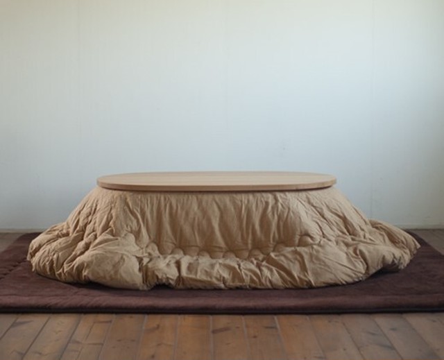 栗の木 楕円こたつ つむぎベージュこたつ布団付き Granata