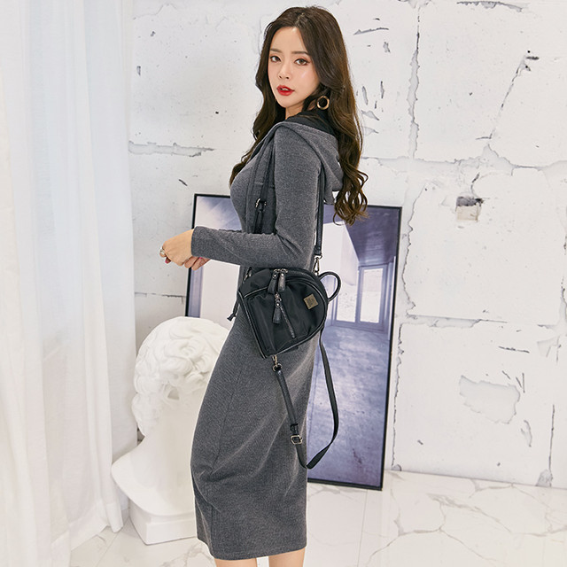 パーカーワンピース リブニット リラックス ラフ フェミニン 長袖 ミモレ丈 タイト フィット カジュアル 秋服冬服vera3948 Ty Myfa Pm マイフェイプレママ