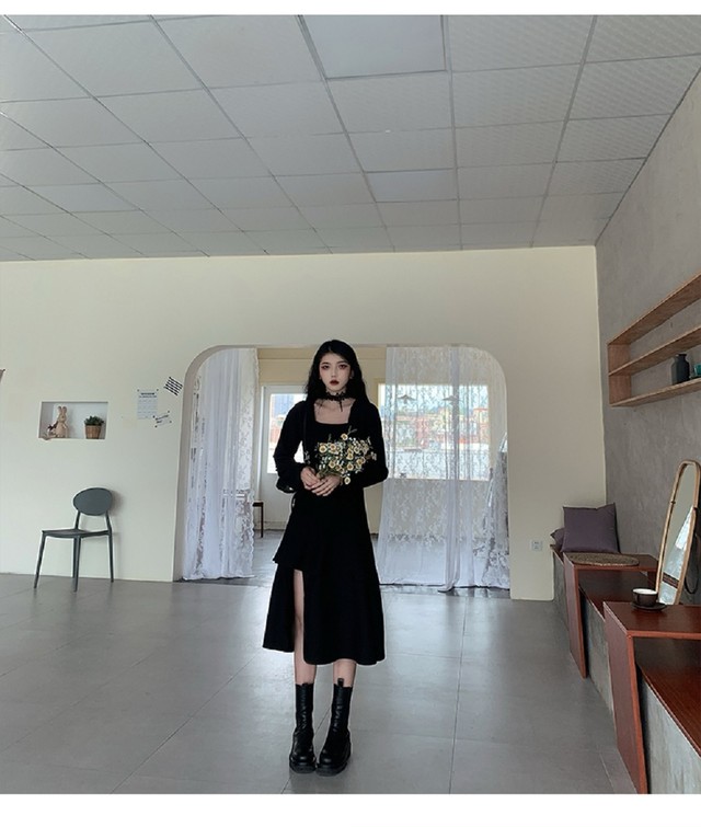 ワンピース レディース 40代 ロング 黒 大きいサイズ 長袖 春 Mitchie Mary