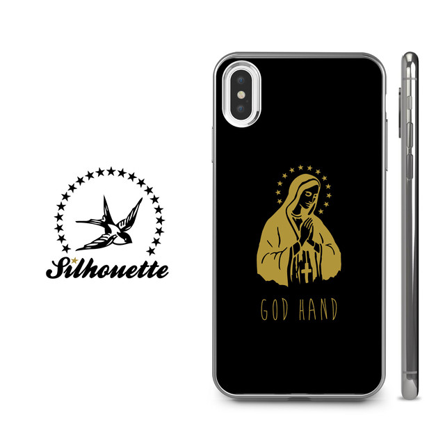 サッカー 神の手 ゴッドハンド スマホケース デザイン 01 カラー ブラック ゴールド Silhouettes