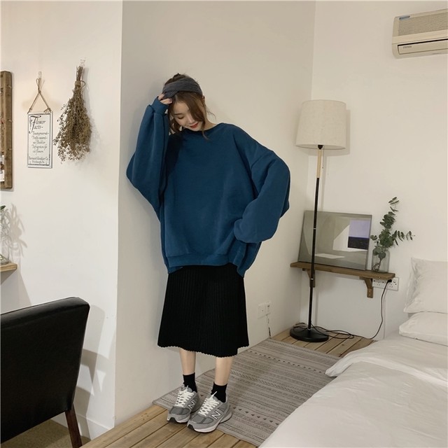 ビッグシルエット プルオーバー トレーナー スウェット オーバーサイズ ドロップショルダー トレンド 可愛い カジュアル ゆるい お出かけ 部屋着 秋 冬 Crystalhk