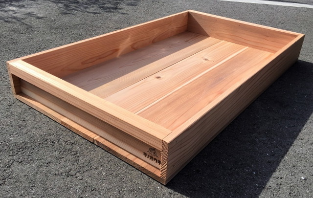 キノオウチオリジナル 浅型 りんご箱 ペット用ベッドに トロ箱に 収納箱に 工具箱に 職人手作り 日本製 キノオウチ