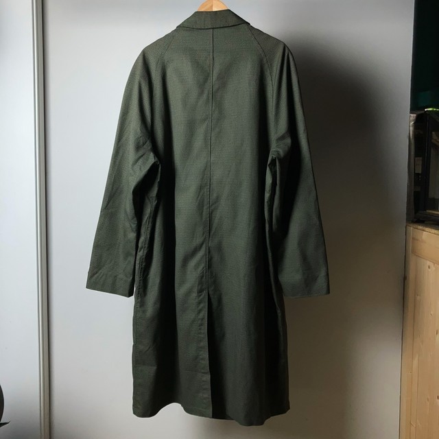 千鳥格子柄 ロングステンカラーコート オリーブ色 1030a45 Thrift Tokyo