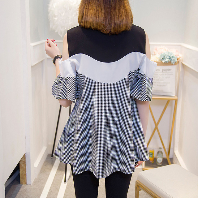 ブラウス チュニック風 肩出し チェック 大人かわいい 通学 お出掛け 春夏 Ltp 0380 大きいサイズ専門店キャンディポップ