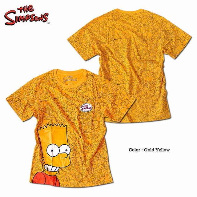 半袖 Tシャツ カットソー トップス メンズファッション The Simpsons ザシンプソンズ 大人気キャラクター バート 大きく描かれた 総柄プリント シンプソンズ 可愛い オシャレ 女の子がゆったり着て 人気アニメ キャラクター Popデザイン 注目度抜群 正規ライセンス並行