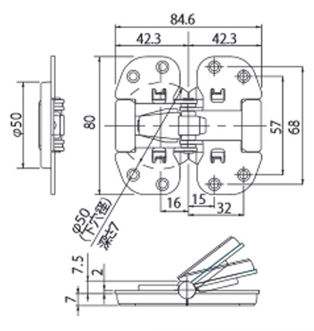 送料全国一律370円 クローゼット扉用 旧型丁番の代替金具a 安田屋家具店