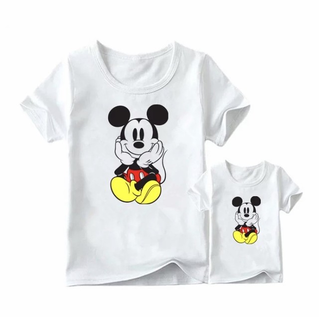 328 ディズニーのプリントtシャツ ミッキーマウス 親子でおそろい ペアルック リンクコーデ Mom Me