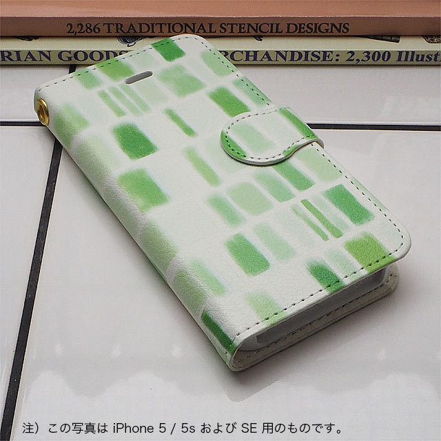 手帳型スマホケース Iphone 11pro X Xs 8 7 6 6s Se 5 5s 用 Tileグリーン かわいい黄緑や薄緑のタイル柄 アイフォンケース カバー Cloth Tree