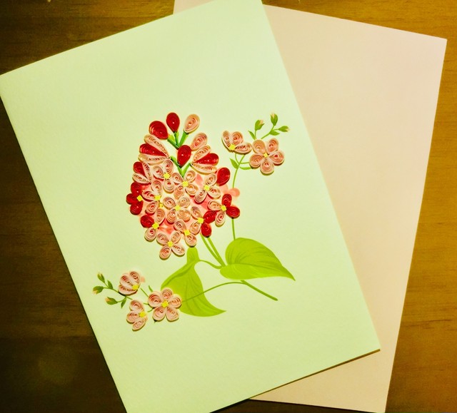 ペーパークイリング グリーティングカード ピンク お花 Tan Tan Vietnam