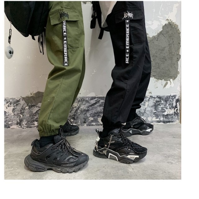 韓国 ファッション 原宿系 レディース スリット スナップボタン ジョガー K スポーティー ダンス 韓国 パンツ ストリート 衣装 原宿系 Basecamp49