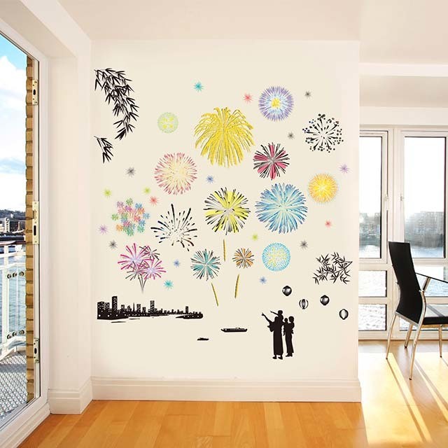 貼って剥がせる ウォールステッカー いつでも花火 マジックスクウェア Japanese Wall Stickers Shop