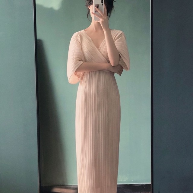 カシュクール ロングワンピース きれいめ ベージュ セクシー フェミニン かわいい シック レトロ フロントクロス 二次会 オケージョンワンピース Hr332 Raxia ラクシア カシュクール ロングワンピース きれいめ ベージュ セクシー フェミニン かわいい シック レトロ フロントクロス 二次会 オケージョンワンピース Hr332 Raxia ラクシア