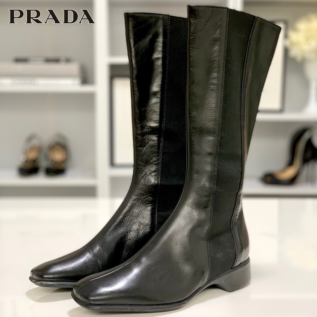 はプラス PRADA サイドジップブーティ 23.5センチ相当の通販 by 安価