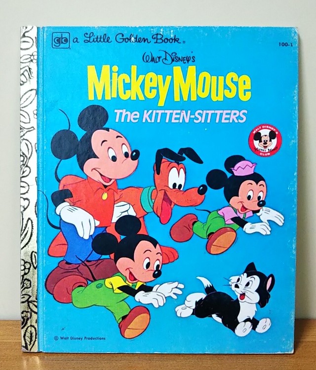 Mickey Mouse The Kitten Sitters ミッキーマウスの 子猫シッター 中古洋書絵本 Little Golden Book 1976年 ヴィンテージ Disney Linus Blanket