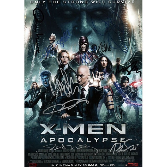 X Men Apocalypse エックスメン アポカリプス 12名直筆サイン入りミニポスター Searchlight