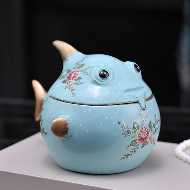 ユニークな河豚フグモチーフの卓上灰皿 ポット 小物入れ 魚 父の日 ギフト プレゼント Grow Market こだわりのインテリア ベビー服 入荷遅延の可能性あり お急ぎ発送