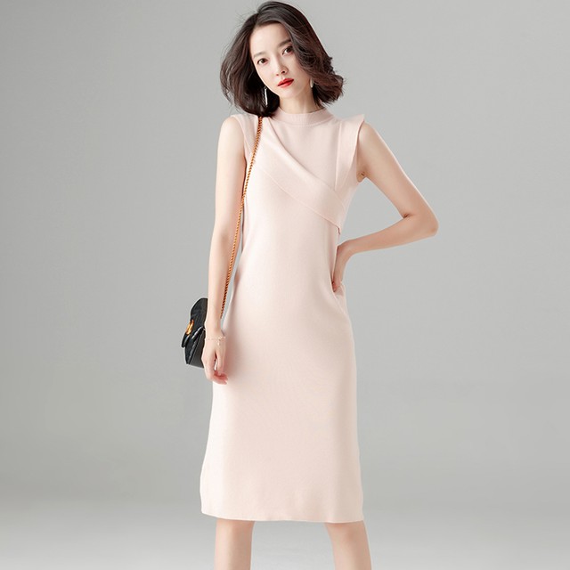 ハイネックワンピース ノースリーブ フリル 膝丈 レディース ファッション 上品 フェミニン シンプル お呼ばれ 女子会 La Vie En Rose