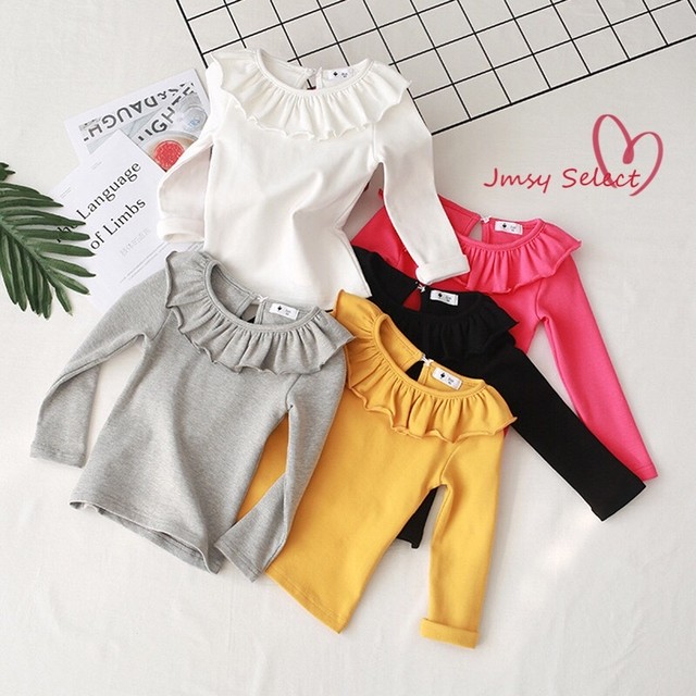 フリル襟カットソー 女の子 韓国子供服 シンプル 海外子供服 Jmsy Select