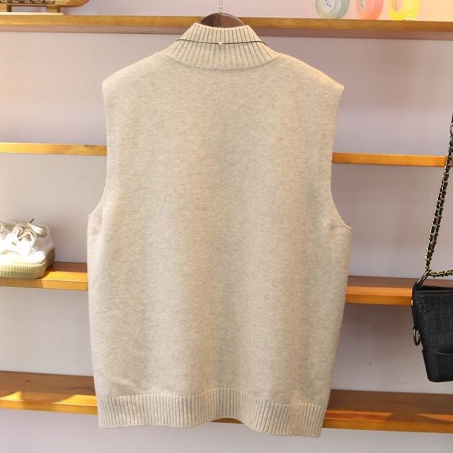 ベスト トップス ニット セーター 無地 シンプル 秋 冬 ノースリーブ ハイネック 大人可愛い 重ね着 春 秋 冬 A1043 Happinessshop ハピネスショップ レディース ファッション アイテム トレンド